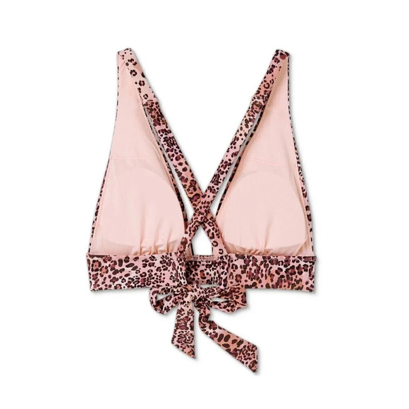 Shade & Shore Triangle Bikini Top Swimwear Leopard Halter Large Animal Print New - Picture 4 of 4